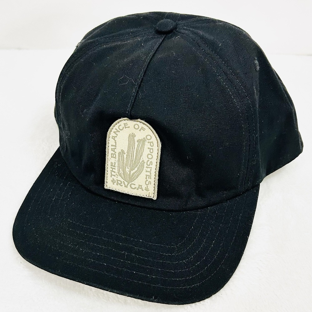 RVCA Mid Fit Balance Patch Hat Cap Snapback Adjustable Black Outdoors Casual